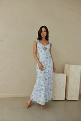 Rose Petal Reverie Midi Dress Blue