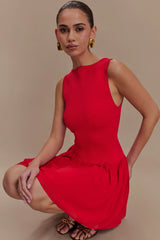 Ashleigh Knit And Chiffon Mini Dress - Red