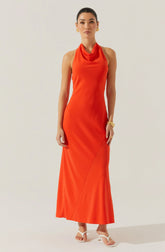 Dalisay Cowl Neck Halter Dress