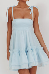 Dream Chaser Frill Hem Babydoll Dress Blue