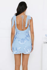 Lemon Drop Mesh Mini Dress Blue