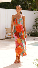 Rahima Maxi Dress - Orange Floral