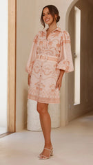 Xander Long Sleeve Mini Dress - Natural