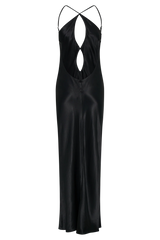 Lucia Satin Cut Out Maxi Dress - Black
