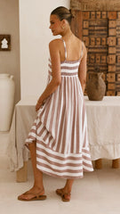 Baylee Midi Dress - Chocolate Stripe