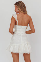 Minka One-Shoulder Ruffle Mini Dress Off White