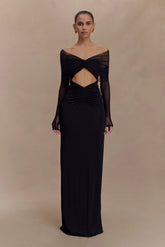Rafaella Slinky And Mesh Maxi Dress - Black