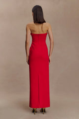 Lianne Strapless Maxi Dress - Red