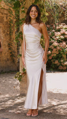 Halle One Shoulder Maxi Dress - Champagne