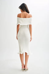 Molly Off Shoulder Knit Midi Dress - Ivory