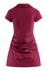 Tarryn Collared Cotton Mini Dress - Dragonfruit