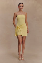 Rian Strapless Knit Mini Dress - Lemon