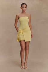 Rian Strapless Knit Mini Dress - Lemon