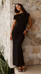 Helana Off Shoulder Maxi Dress - Black