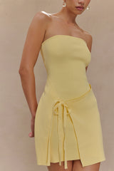 Rian Strapless Knit Mini Dress - Lemon