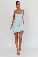 Dream Chaser Frill Hem Babydoll Dress Blue
