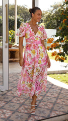 Solana Midi Dress - Pink Floral