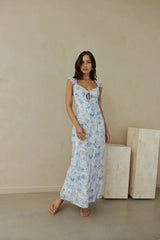 Rose Petal Reverie Midi Dress Blue