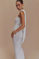 Andrea Strapless Knit Maxi Dress - White