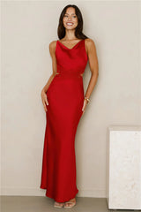 Satin Embrace Maxi Dress Red
