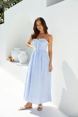 Lyra Gingham Maxi Dress Blue