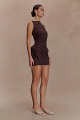 Bexley Draped Mini Dress - Dark Chocolate