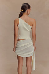 Cali Drape Skirt Knit Mini Dress - Ivory