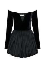 Liv Off Shoulders Velvet Mini Dress - Black