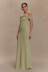 Ashford Asymmetrical Slinky Maxi Dress - Sage