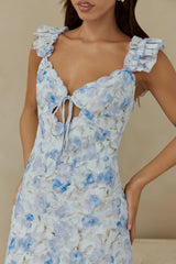 Rose Petal Reverie Midi Dress Blue