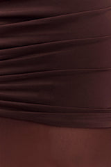 Delaney Slinky And Mesh Maxi Dress - Chocolate