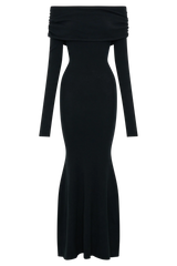 Georgiana Off Shoulder Knit Midi Dress - Black