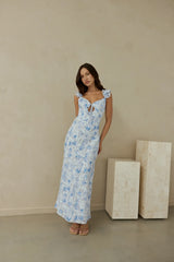 Rose Petal Reverie Midi Dress Blue