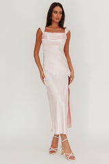 Lucinda Off-Shoulder V-Back Dress Blush
