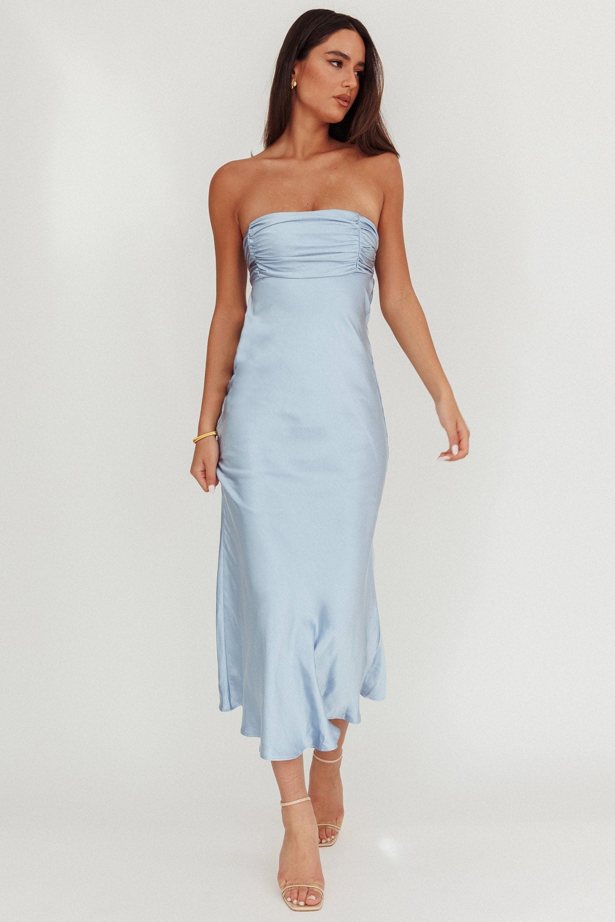 Moon Song Strapless Laced Back Dress Midnight Blue