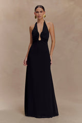 Malakhai Chiffon Halter Maxi Dress - Black