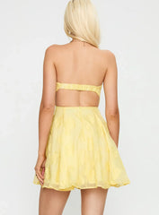 Loulani Strapless Mini Dress Lemon