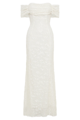 Priyanka Daisy Beaded Off Shoulder Wedding Gown - White