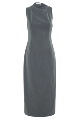 Taylor Draped Crepe Midi Dress - Charcoal Marle