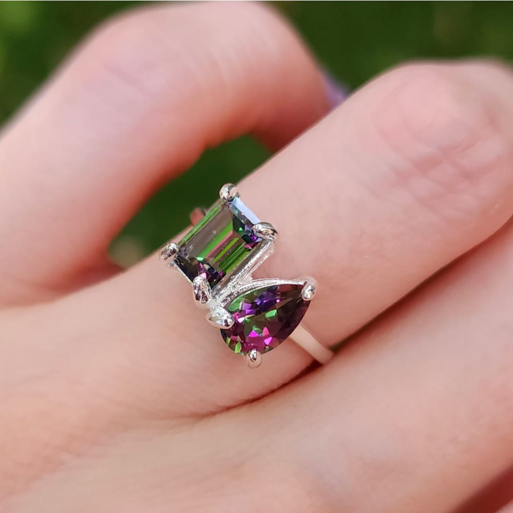 The Aurora - Toi et Moi Alexandrite Rings Handmade Handcrafted